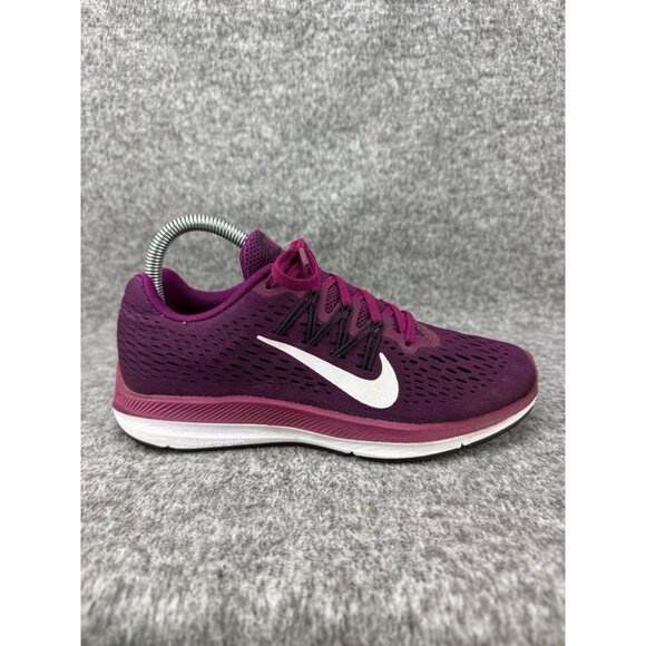 ✅Womens 7 Nike Air Zoom Winflo Running Shoes Athletic Sneakers Burgundy White - Picture 1 of 12